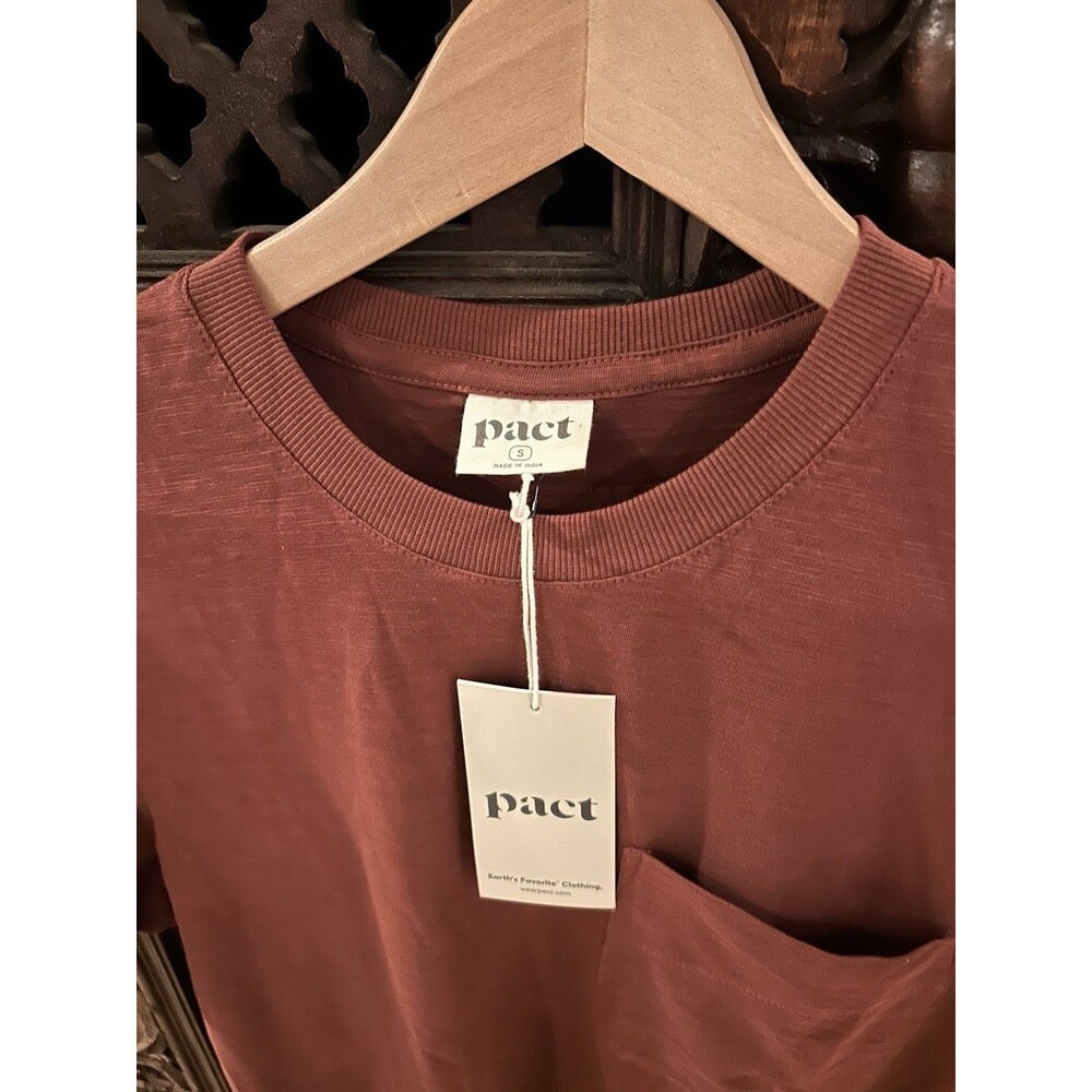 PACT Men's Organic Softspun Essential Pocket Crew Tee 2 Pack S Rust Carbon Slub - Picture 4 of 10